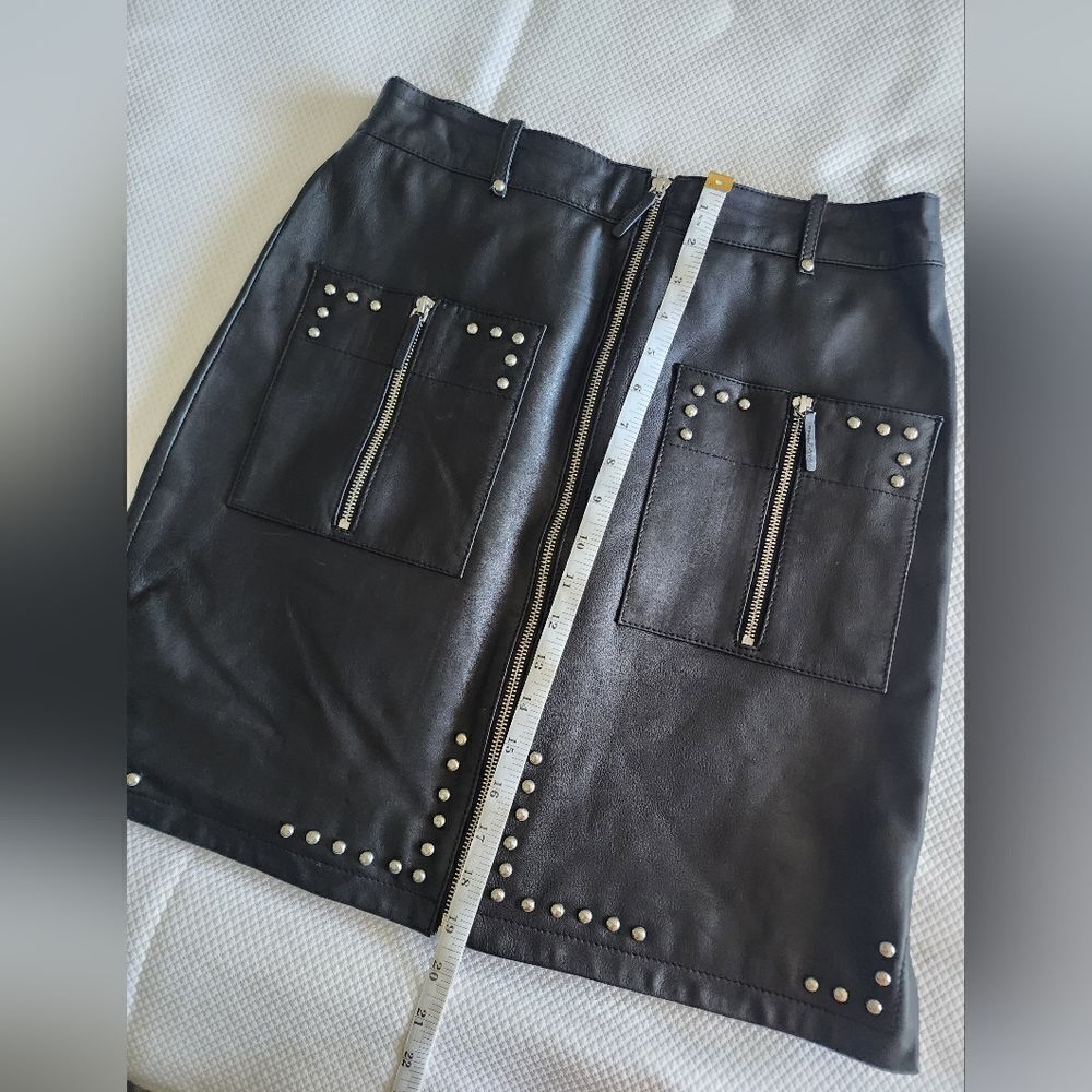 Karl Lagerfeld leather skirt new with tags dark academia preppy gothic chunky - Picture 8 of 12